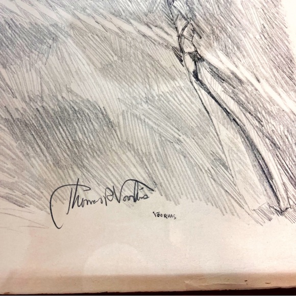 Native American Pencil Sketch By Thomas R. Voorhis Artist Signed Framed - Picture 6 of 7